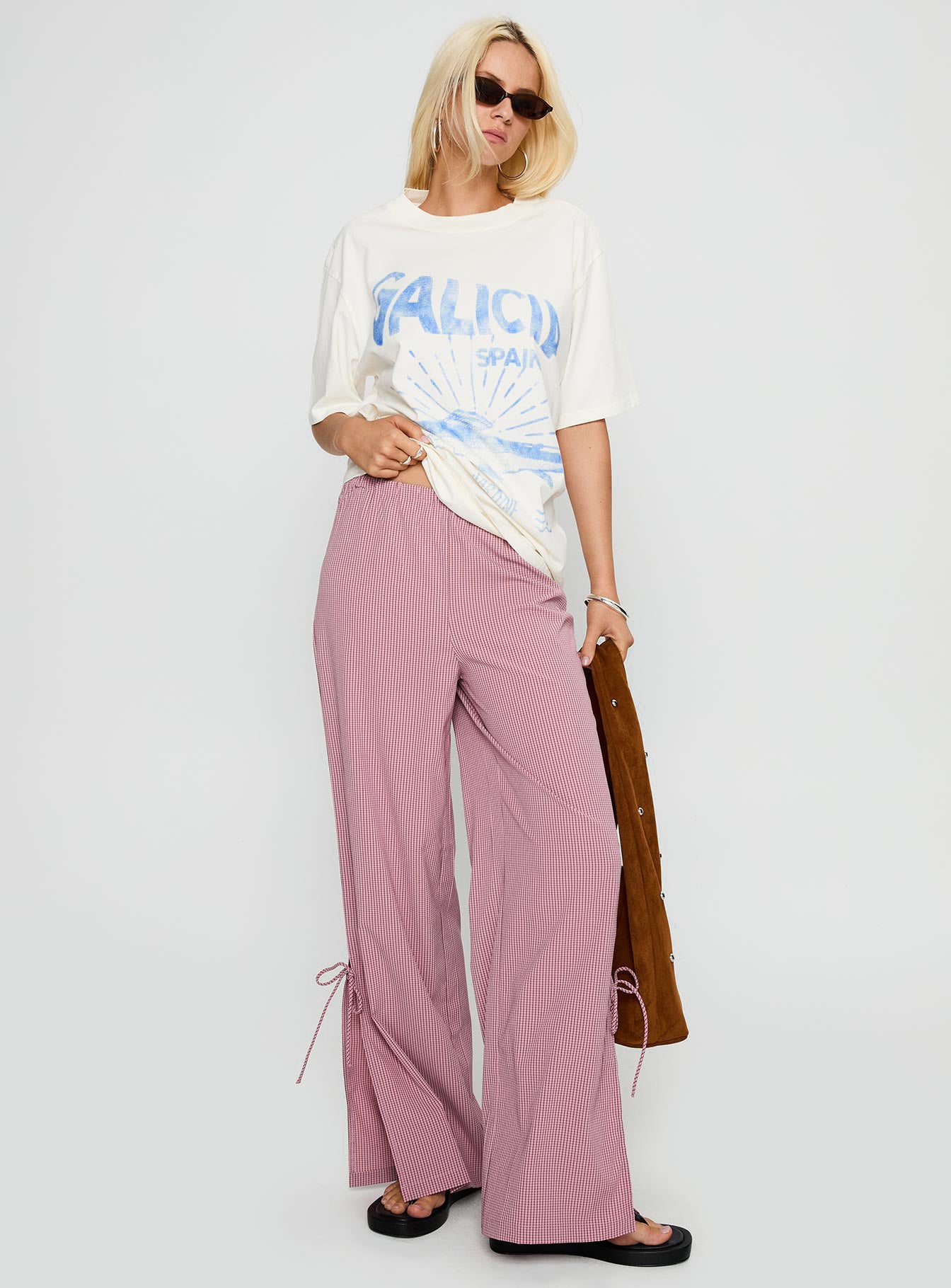 Jinxie Tie Side Pants Pink Gingham、mySite、solidvoid