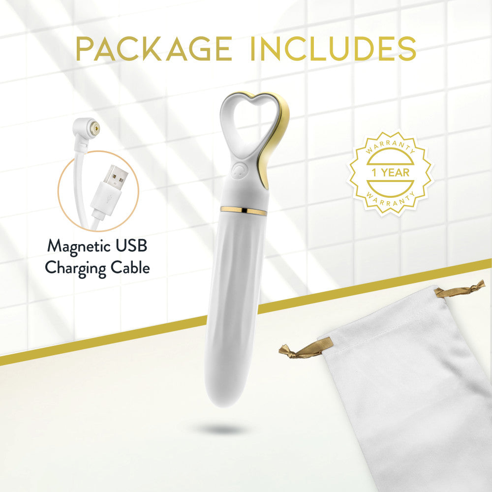 Delice™ By Blush® | Heartthrob Silicone Bullet Vibrator With Heart-Shaped Handle – White Bouquet、mySite、bottomscart