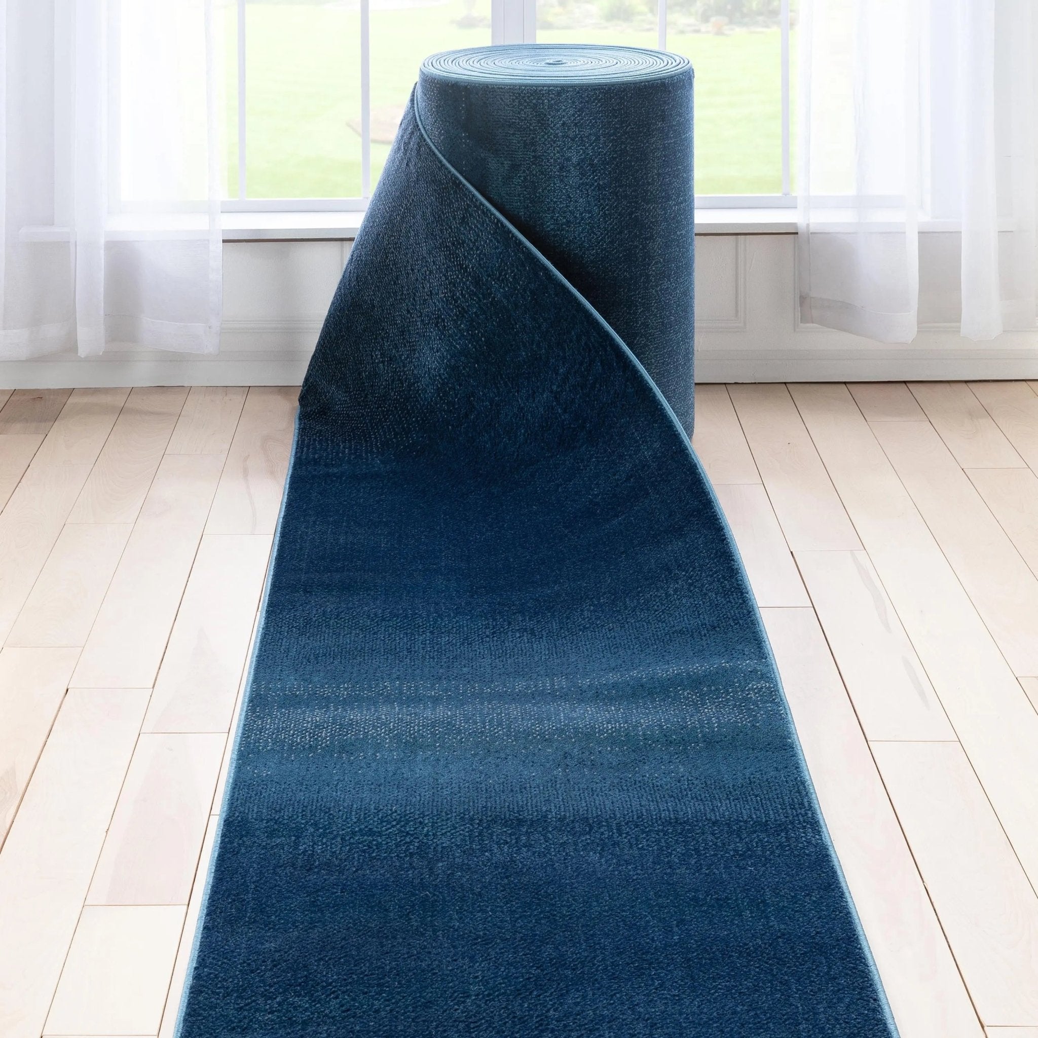 Custom Size Runner Emine Abstract Ombre Modern Blue 27 Inch Wide x Choose Your Length Hallway Runner Rug、mySite、gigharbornorthrealestate