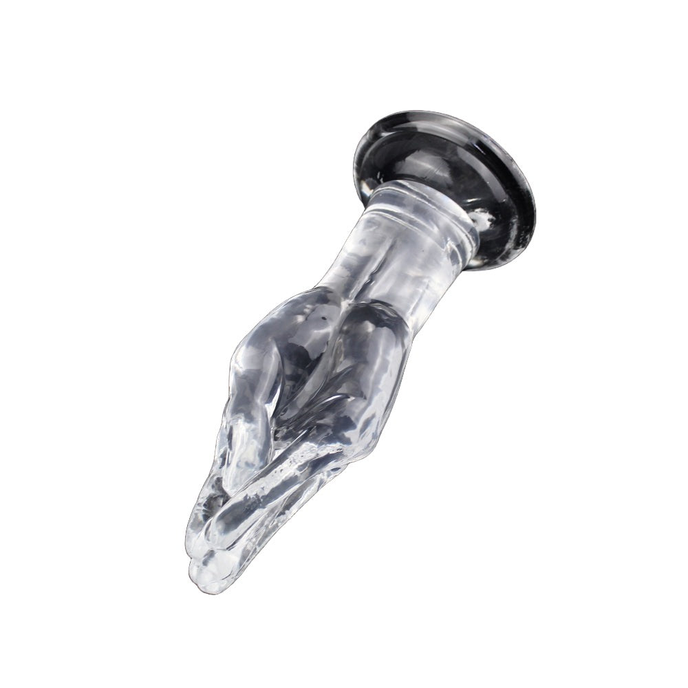 Come Closer Hand Butt Plug | Suction Cup | Clear Flexible | Free Satin Bag、mySite、bottomscart