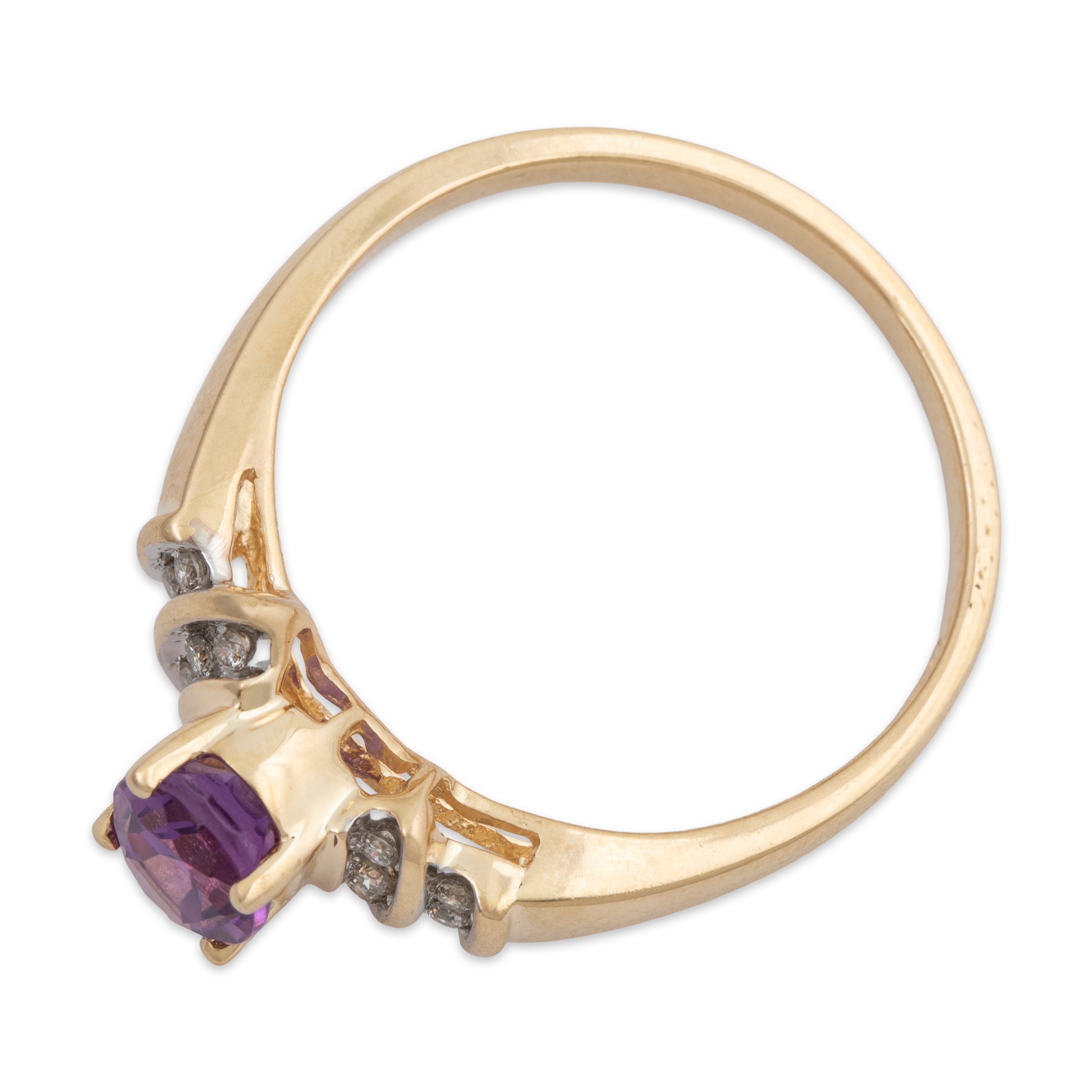 Vintage 14k Yellow Gold 1.16ct Amethyst Diamond Royal Purple Ring 10.75、mySite、hinf8tx79