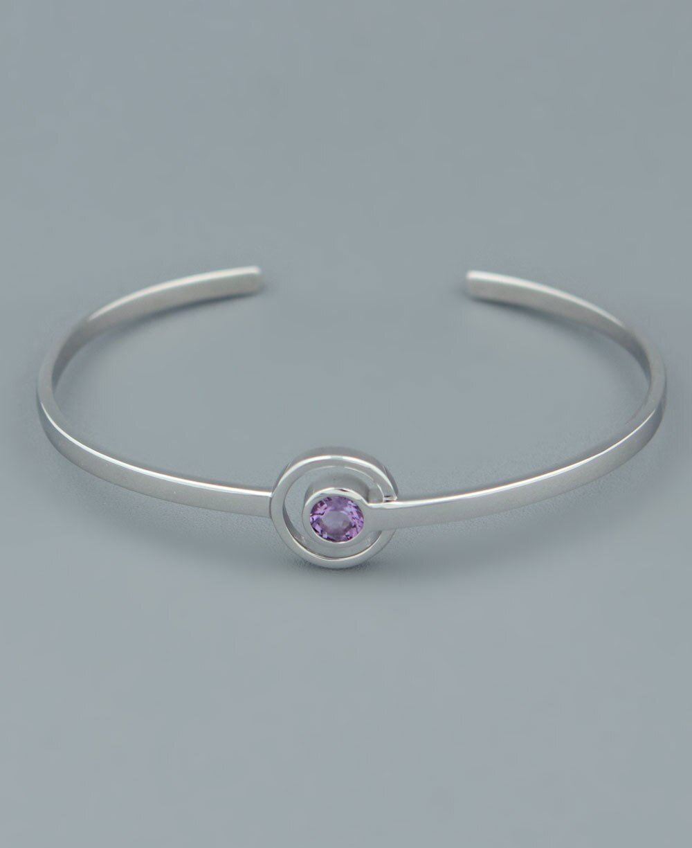 Modern Amethyst Cuff Bracelet,Sterling Silver、mySite、topwebapps