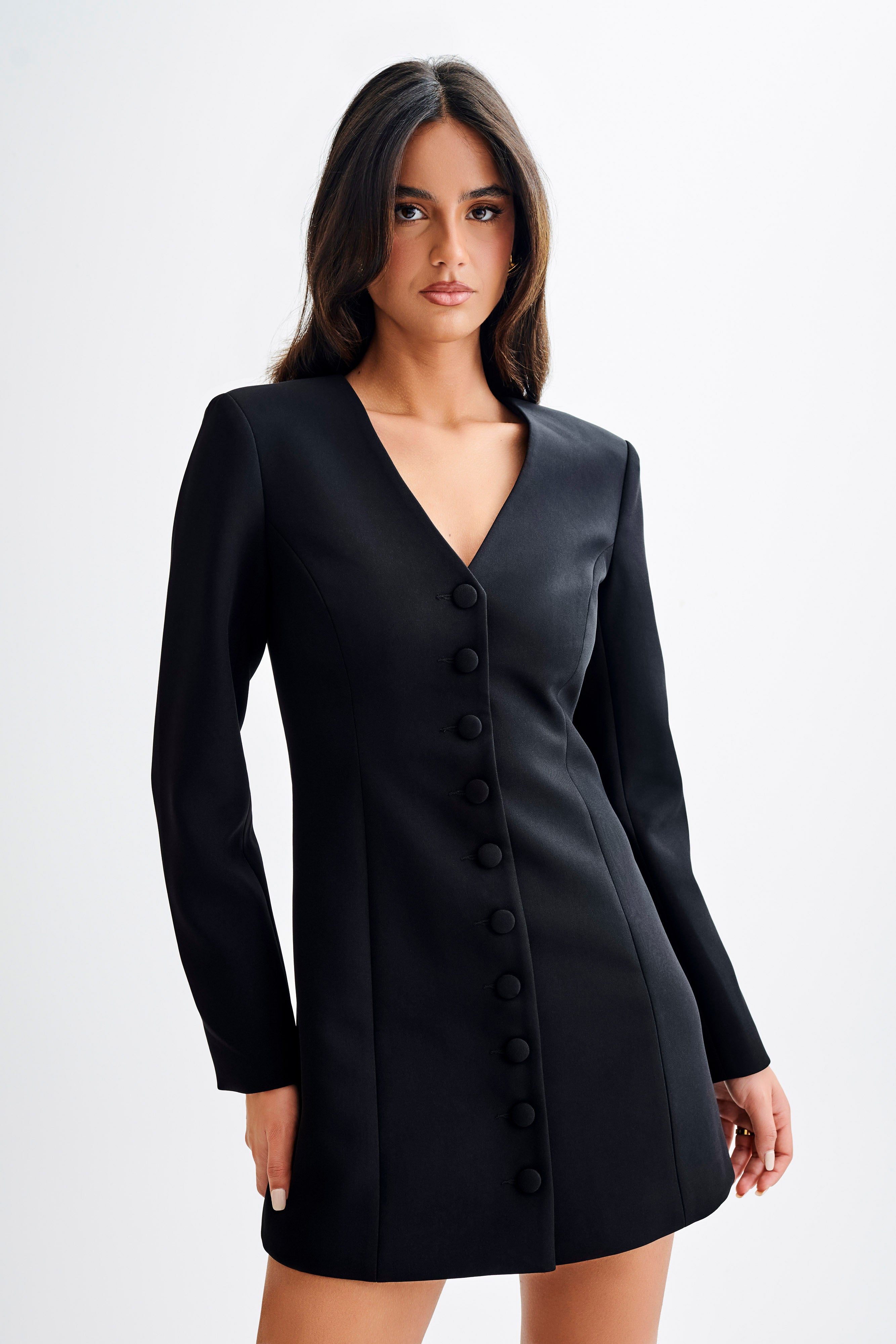 Hurley Long Sleeve Blazer Mini Dress - Black、mySite、solidvoid