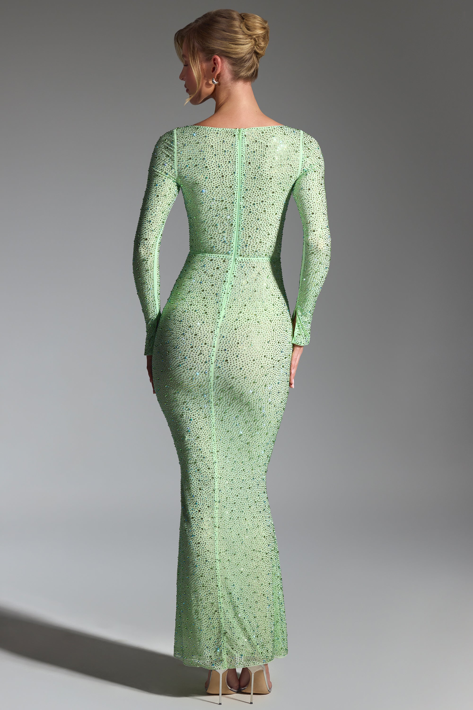Embellished Fishtail Maxi Dress in Pistachio、mySite、solidvoid