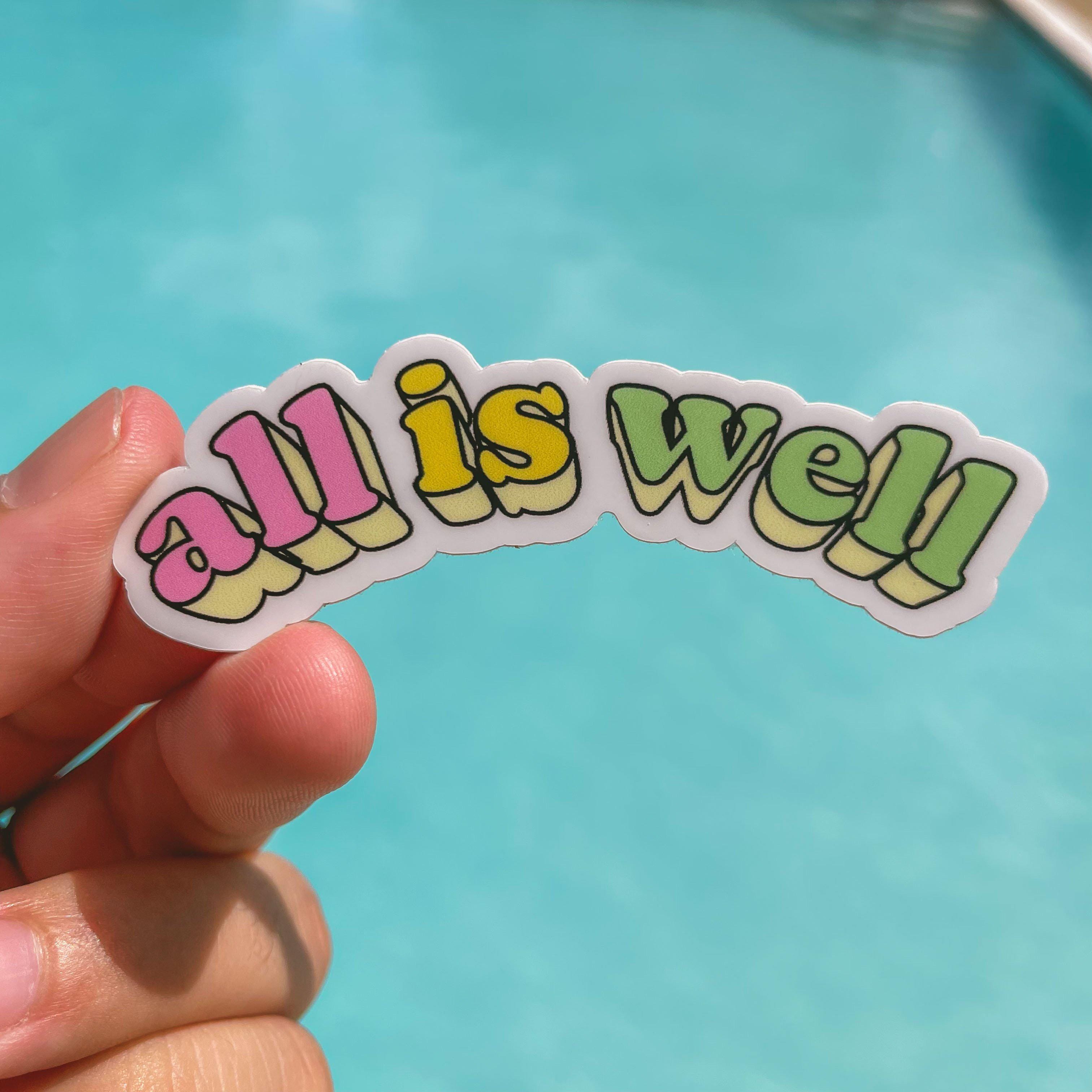  All is Well Multicolor Curved Lettering Aesthetic Sticker、mySite、elrpsem3k