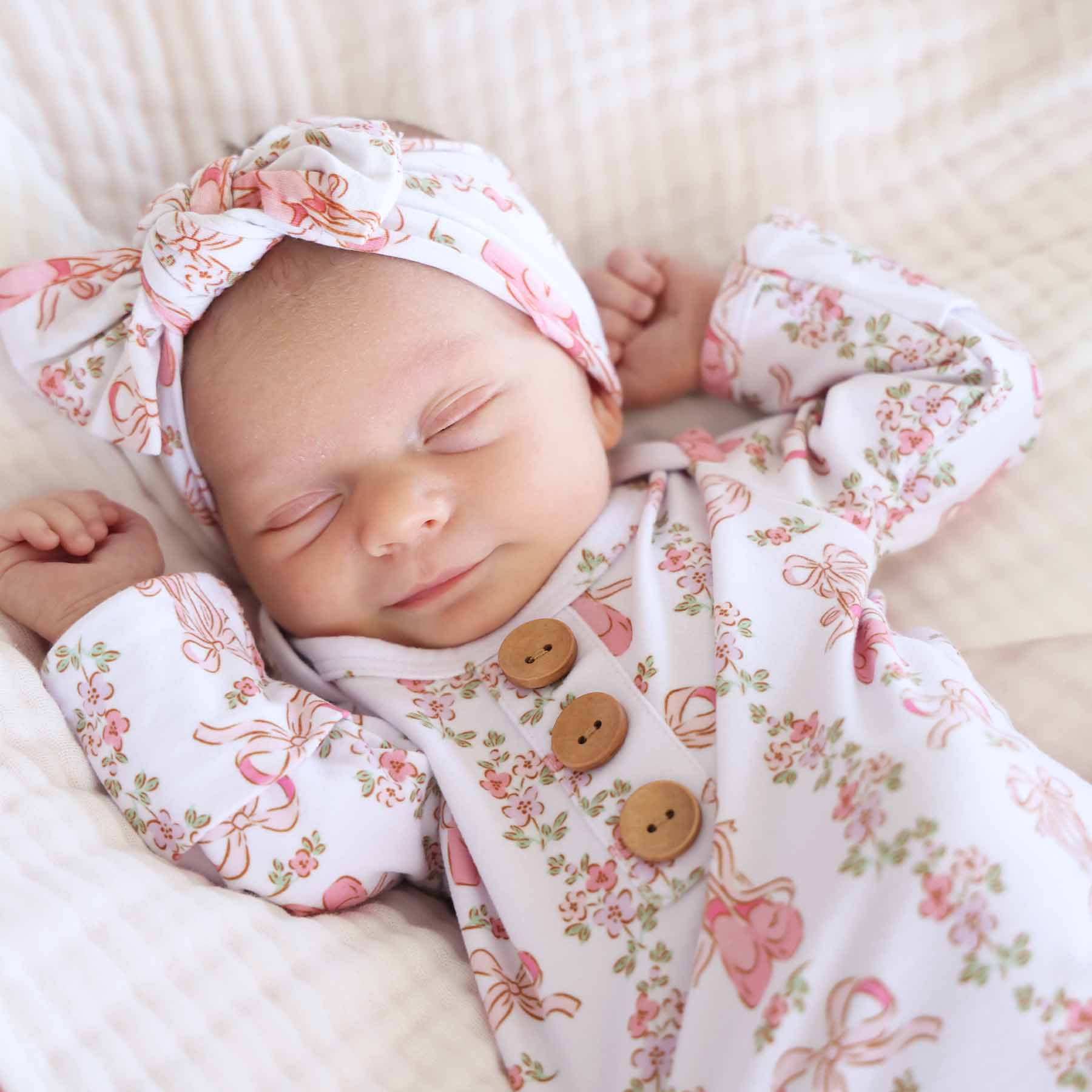  Ballet Blossoms Newborn Baby Knot Gown & Hat Set、mySite、layawaytickets