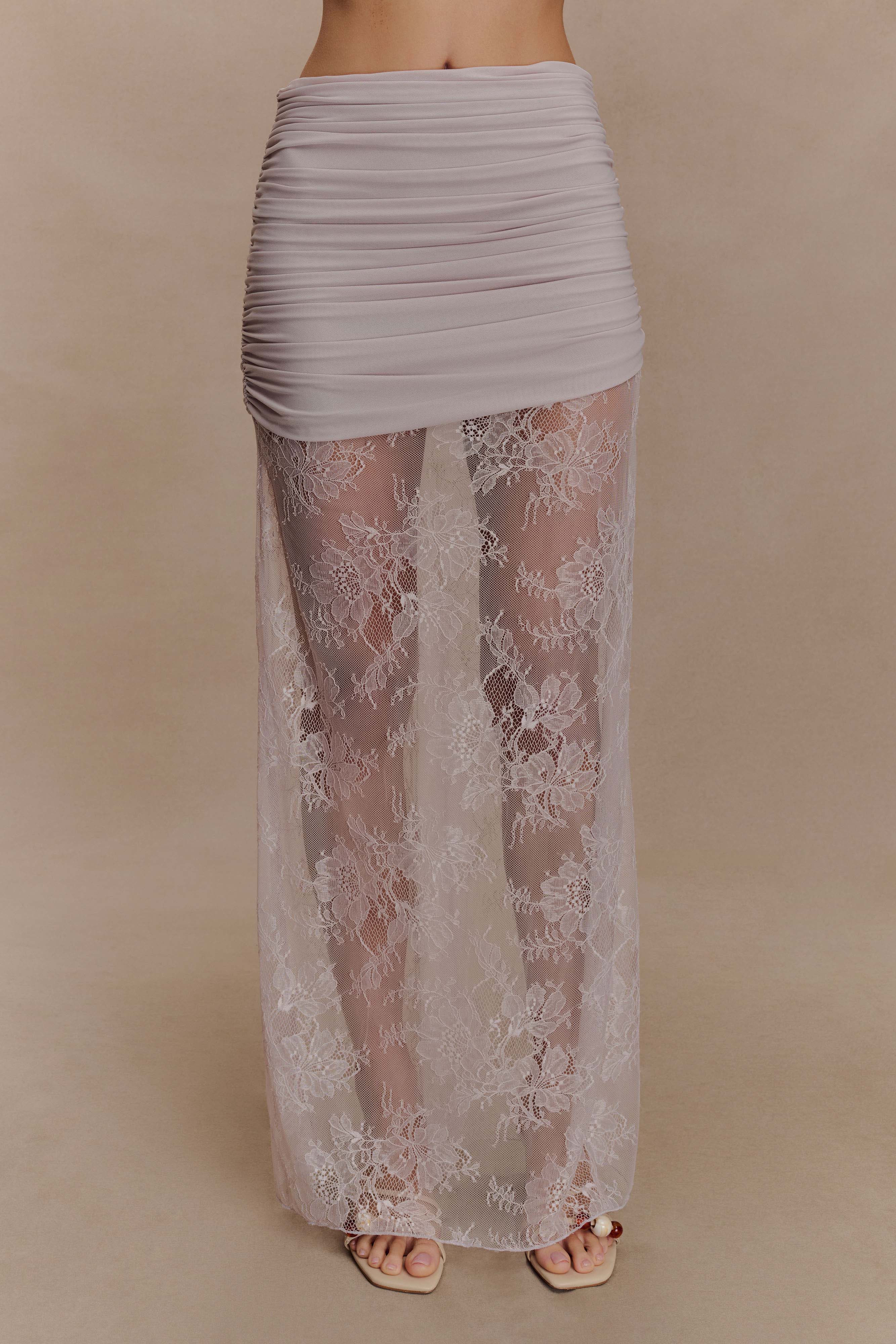 Guinevere Lace And Mesh Maxi Skirt - Lilac、mySite、solidvoid
