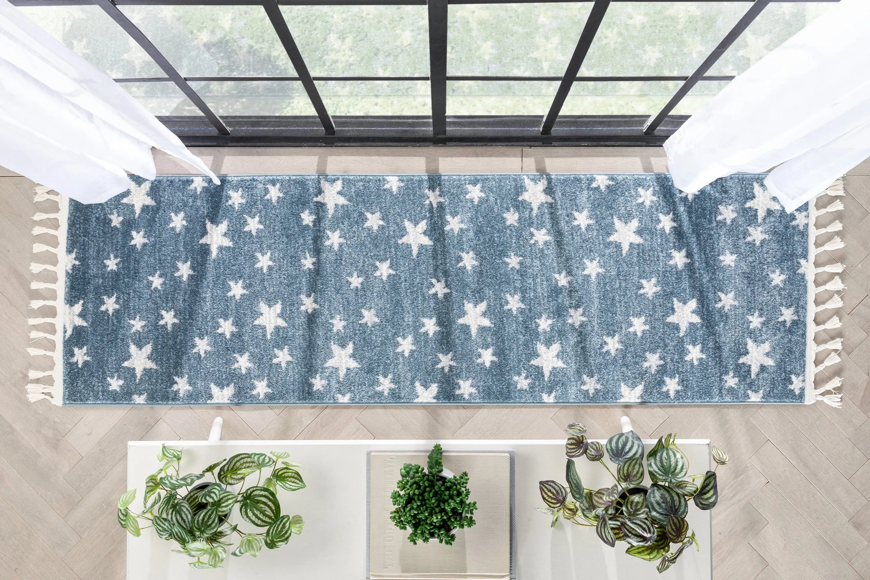 Stars Modern Geometric Blue Kids Rug、mySite、gigharbornorthrealestate