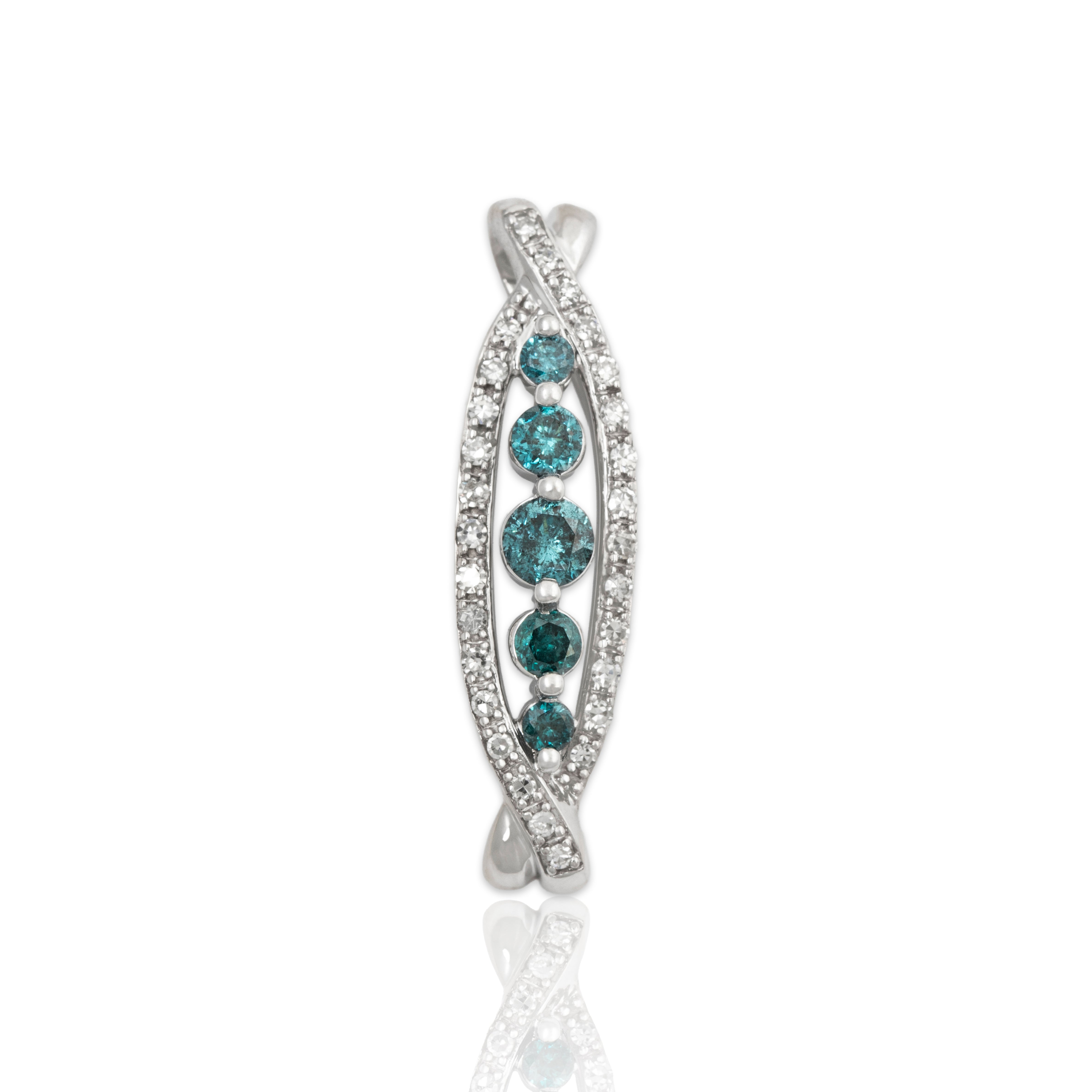 Vintage 14k White Gold .559cttw Dyed Diamond Diamond Criss-Cross Slide Pendant、mySite、hinf8tx79