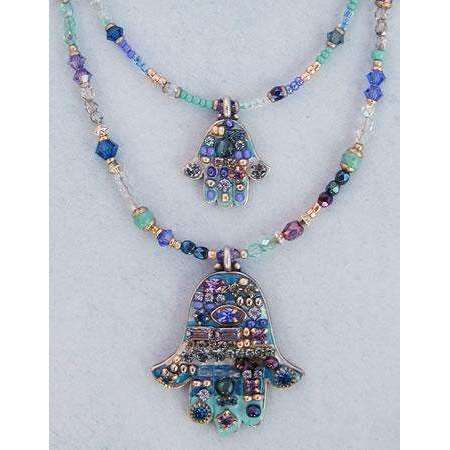 Michal Golan Hamsa Necklace - Abalone & Crystal、mySite、topwebapps