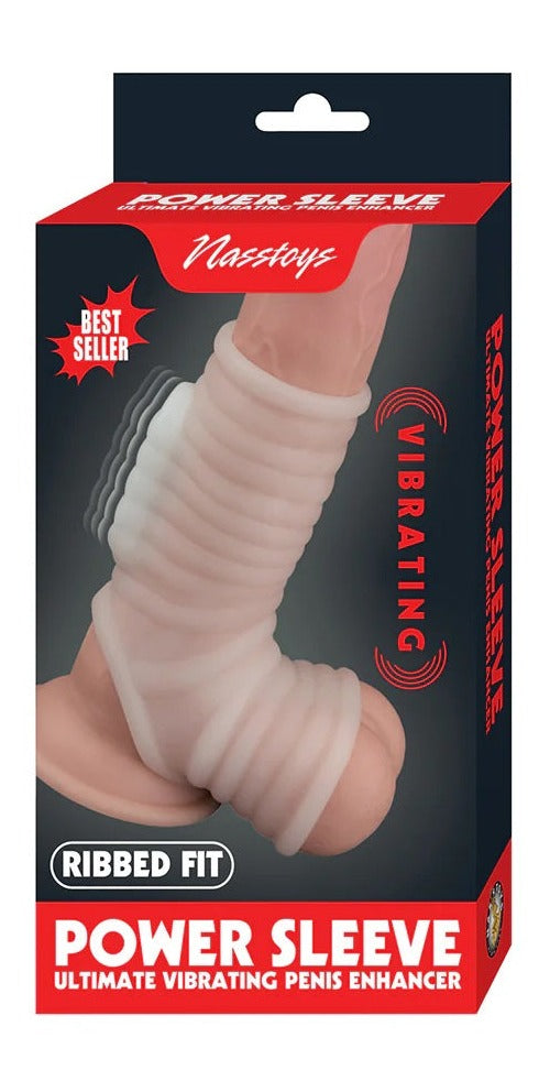 White Power Sleeve Ultimate Vibrating Penis Enhancer | Ribbed Fit、mySite、bottomscart