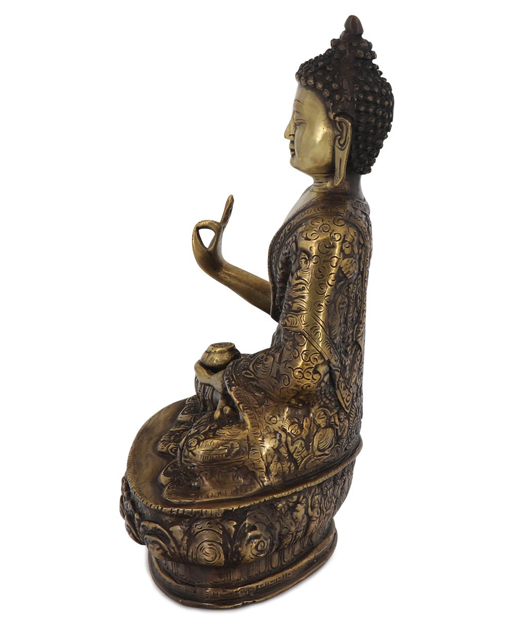 Intricate Life of Buddha Brass Statue, 12 Inches High、mySite、topwebapps