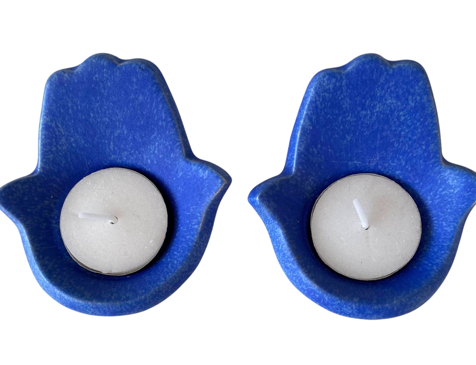 Handmade Ceramic Hamsa Candle Holders by Israel Museum - Blue、mySite、topwebapps