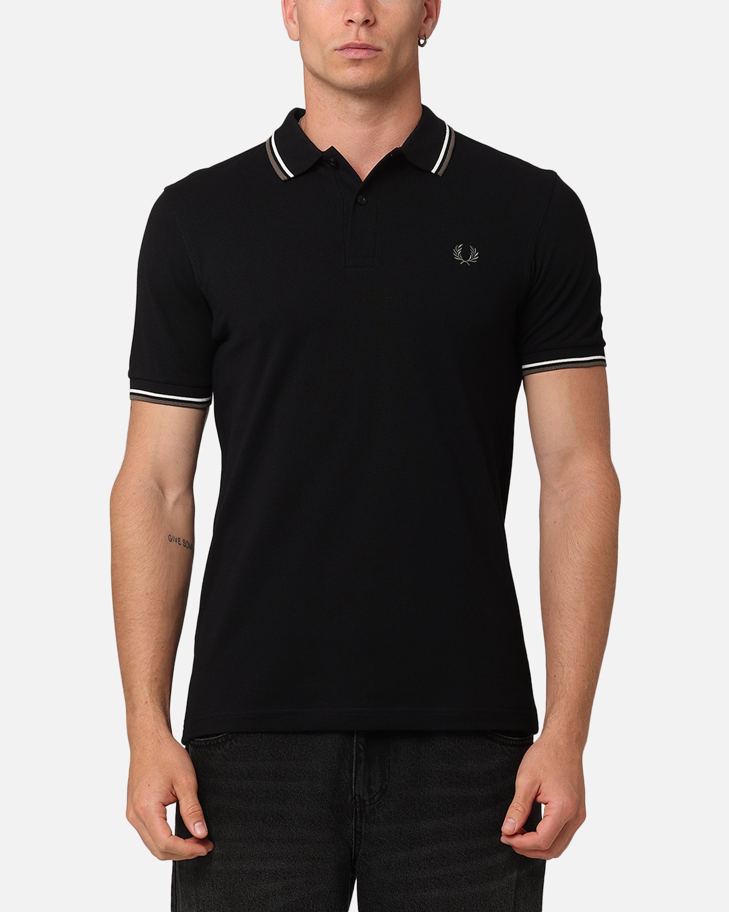Fred Perry Twin Tipped Polo Shirt Black/Ecru、mySite、zt4zffjzw