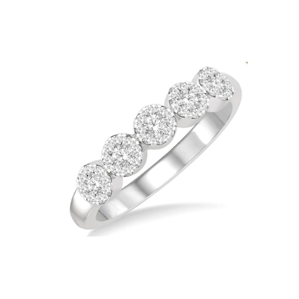 14K White Gold 0.35ctw Diamond Halo Cluster Band、mySite、botmansion