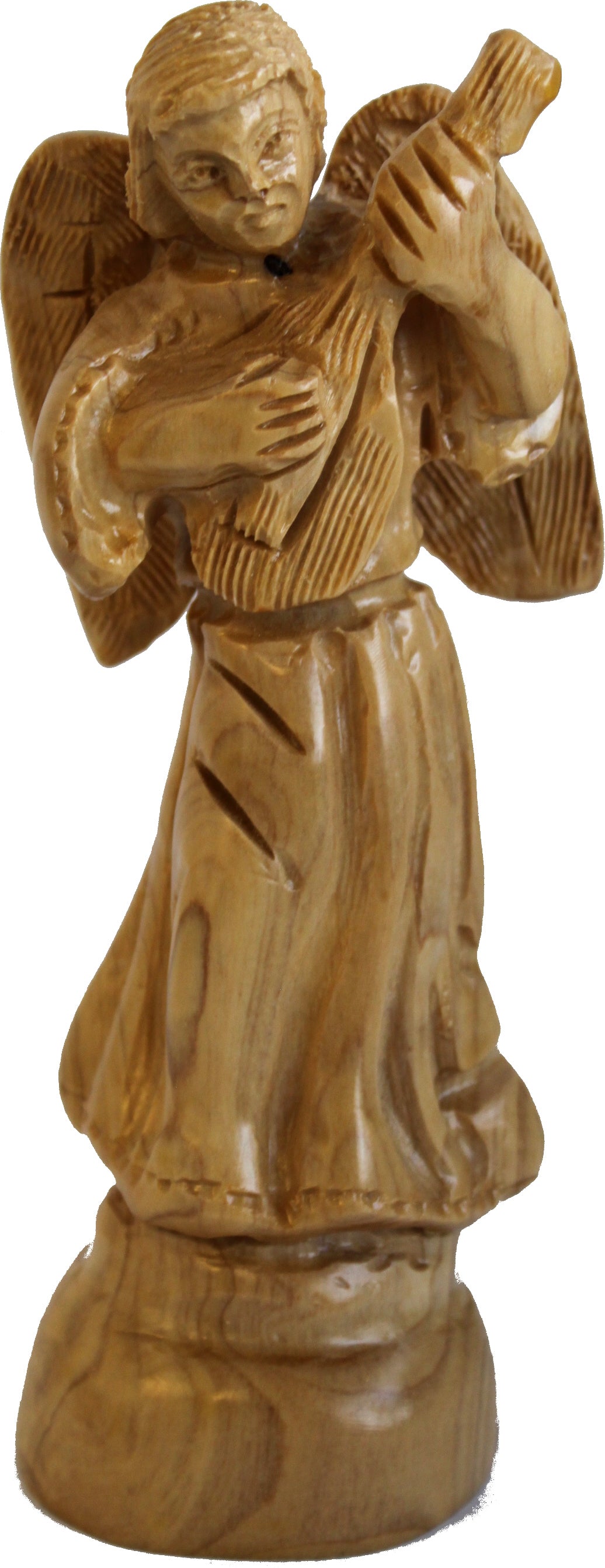 Angel playing music - carved in olive wood , carved faces and details style ( 17.5 cm or 7 Inches )、mySite、topwebapps