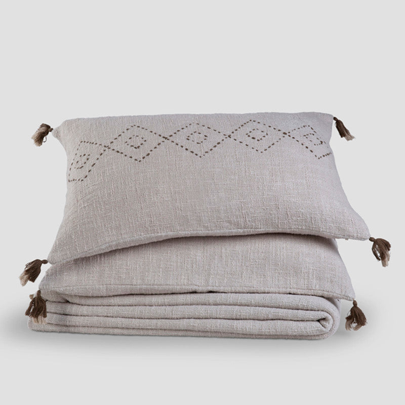 Cotton Selena Bedspread with Pillow Covers | Beige | Set of 3、mySite、camillekostekn