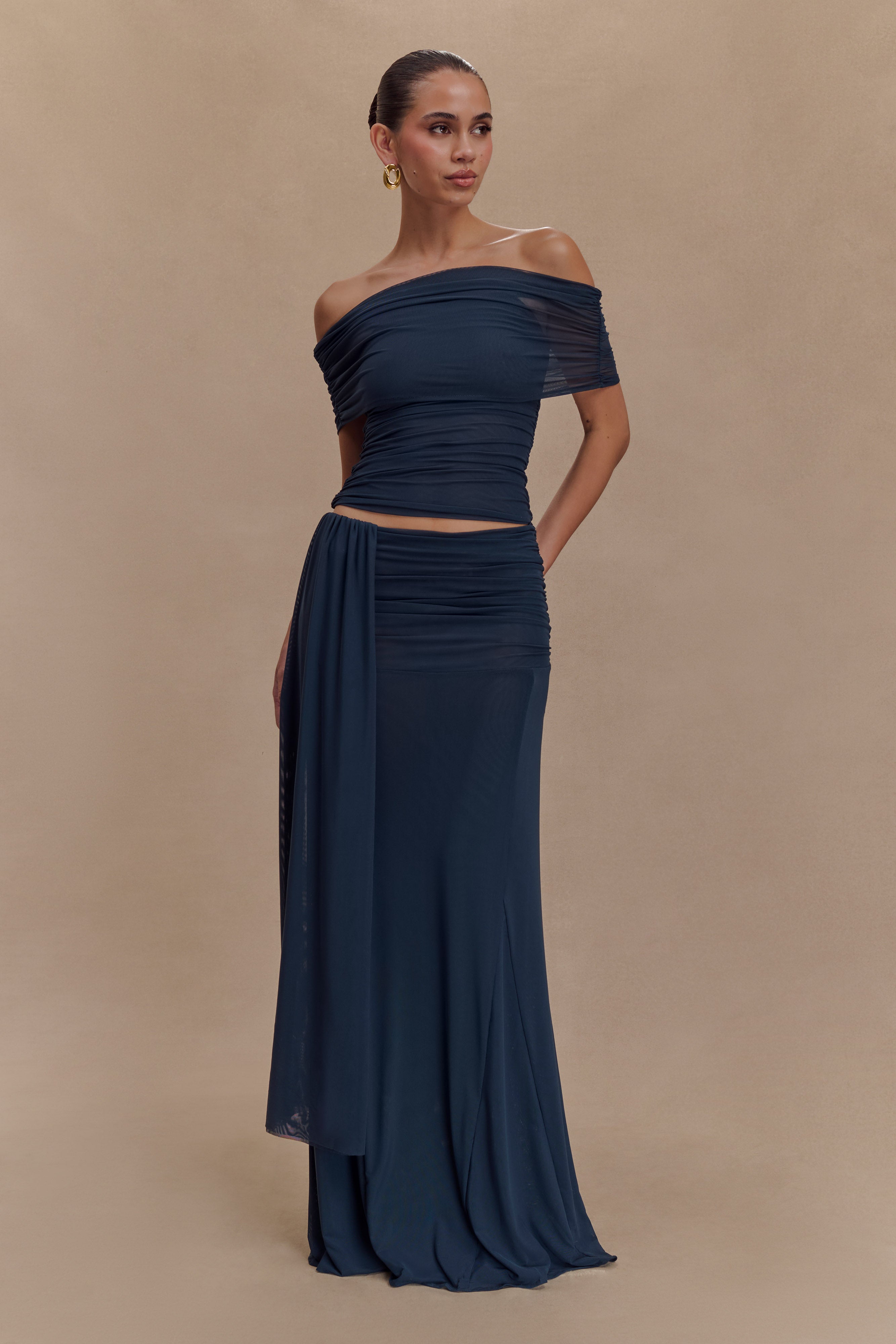 Arna Mesh Maxi Skirt - Midnight Blue、mySite、solidvoid
