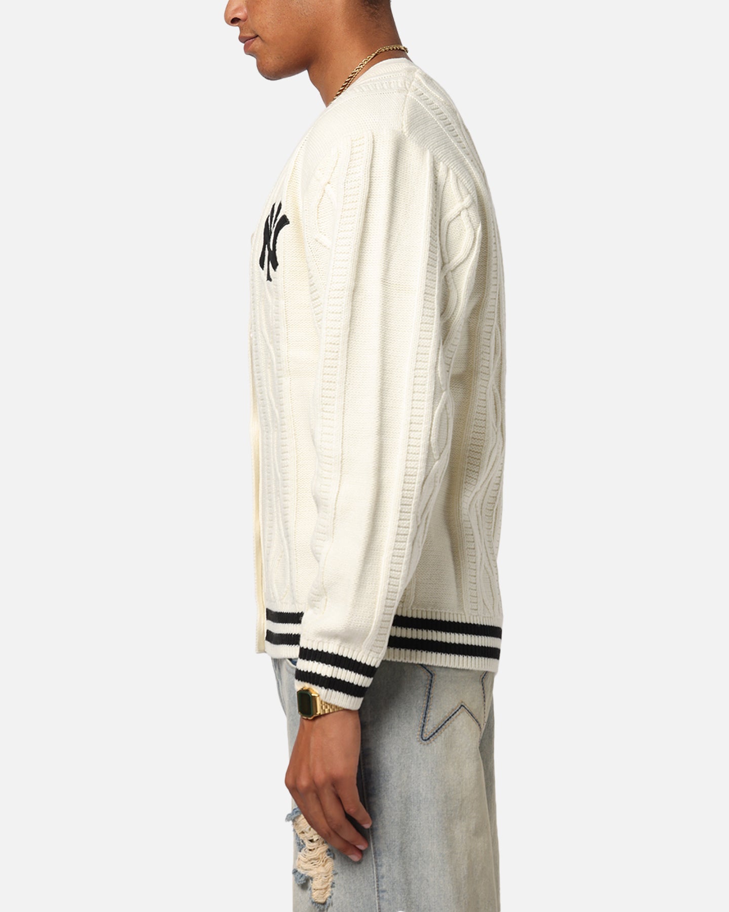 Majestic Athletic New York Yankees Boxy Cardigan Vintage White、mySite、zt4zffjzw