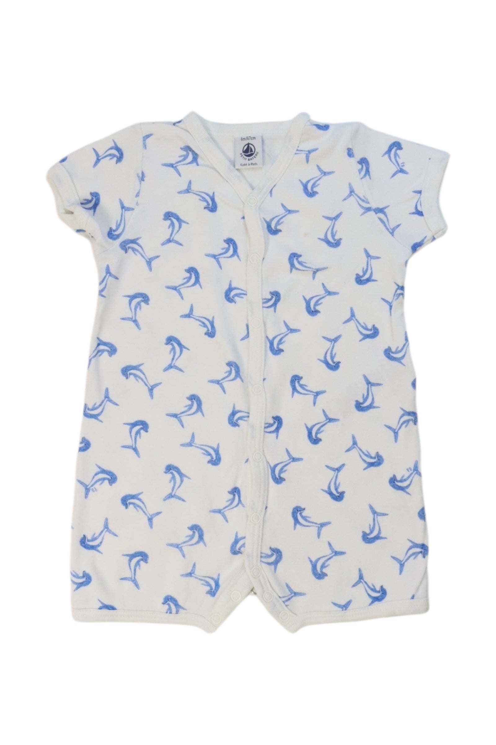 Petit Bateau Dolphin Print Short Sleeve Romper 3-6M、mySite、g9winljtr