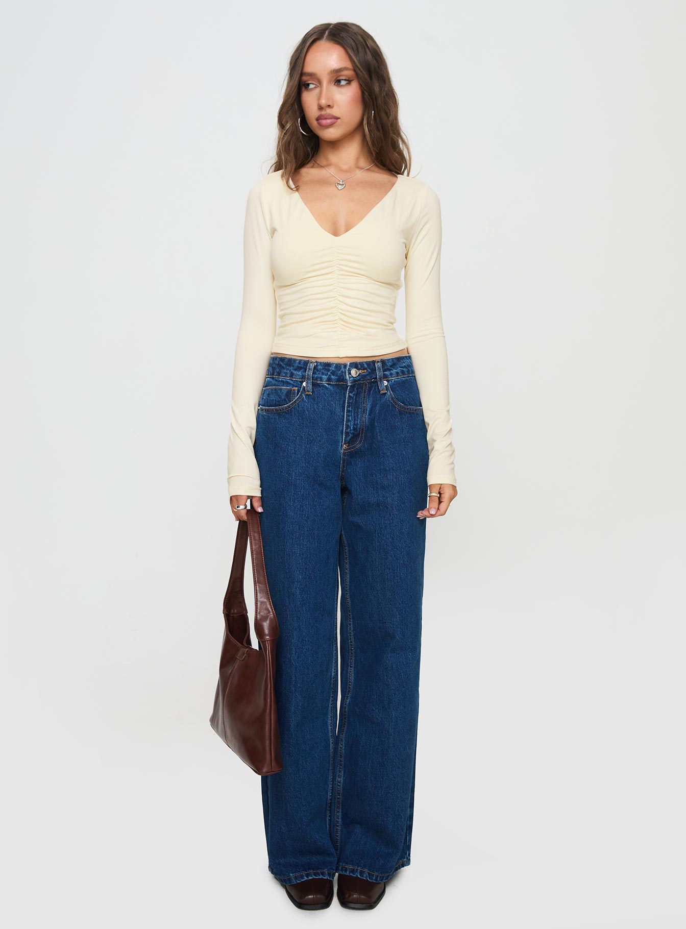 Riva Ruched Top Cream、mySite、solidvoid