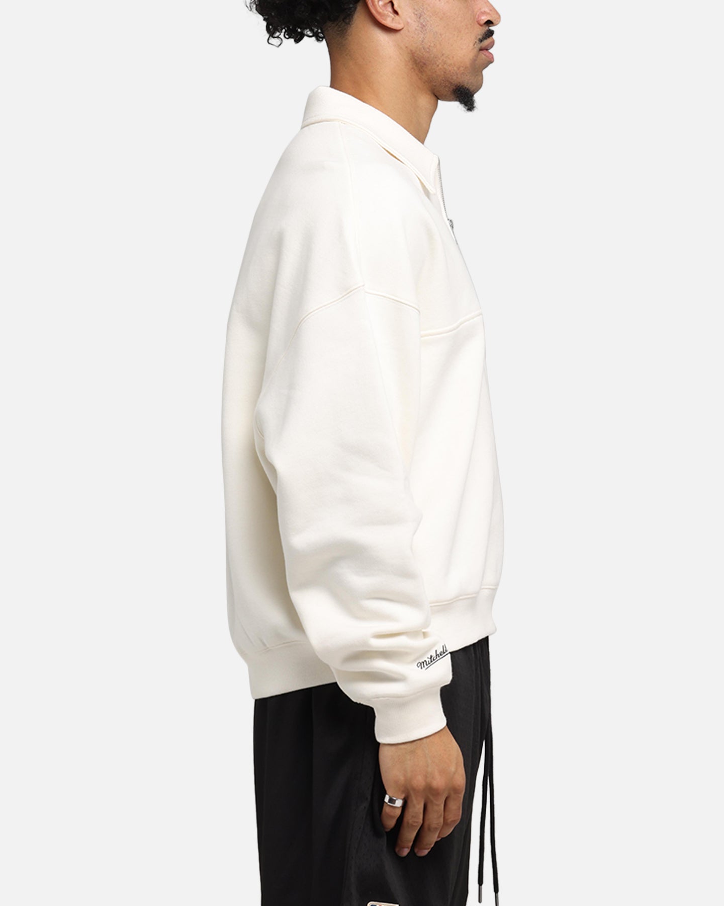 Mitchell & Ness New York Knicks Boxy Quarter Zip Crewneck Egret、mySite、zt4zffjzw