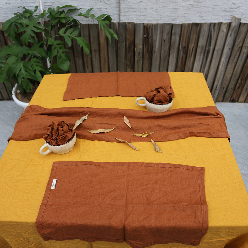 Pure Linen Table Runners | Cinnamon Brown、mySite、camillekostekn