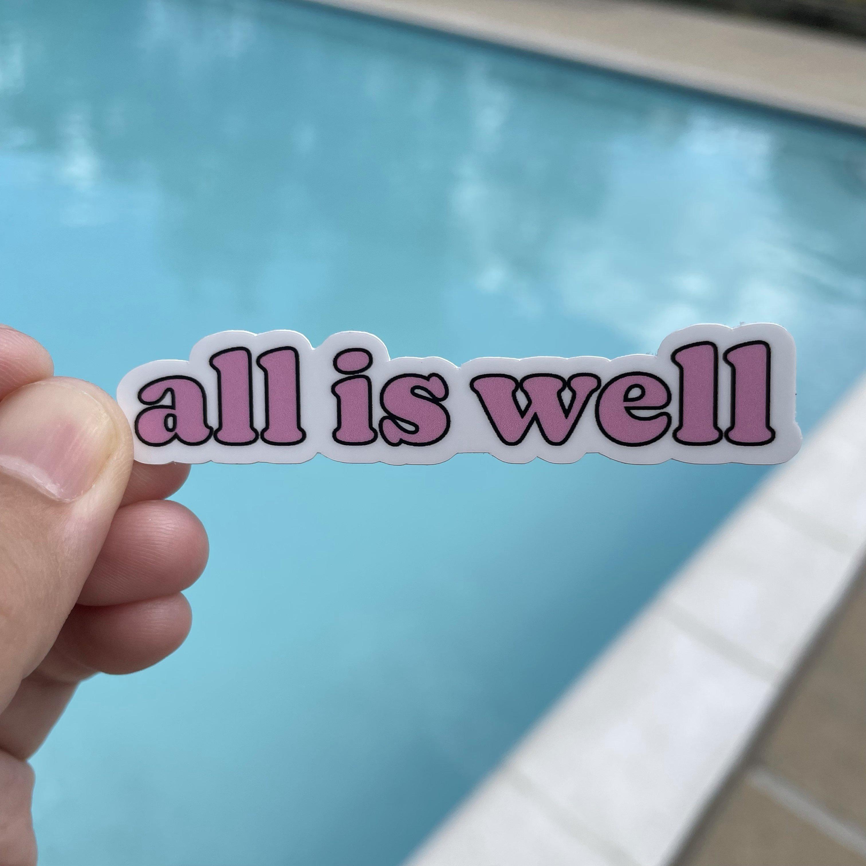  All is Well Pink Lettering Aesthetic Sticker、mySite、elrpsem3k