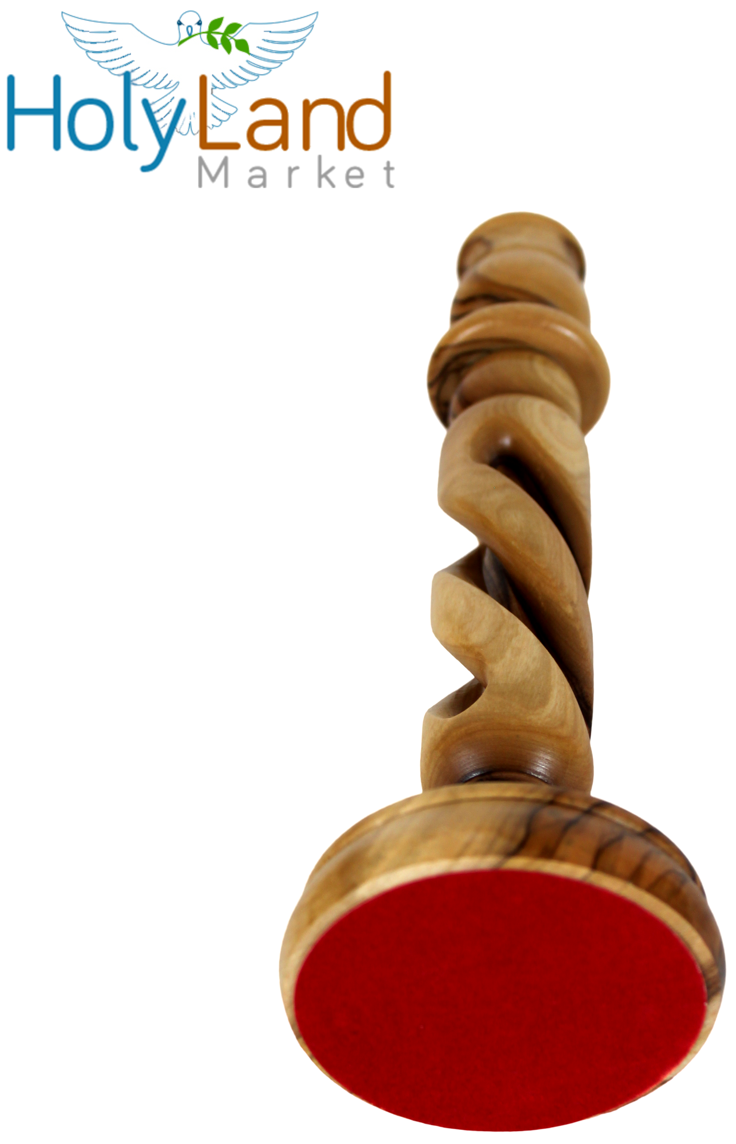 Holy Land Market Inspirational 9 Inches High Olive Wood Candle Holder Sticks - Hand Carved Taper Candle Holders from Bethlehem - High Quality by Christian Family - Natural Swirl Grain Detail、mySite、topwebapps