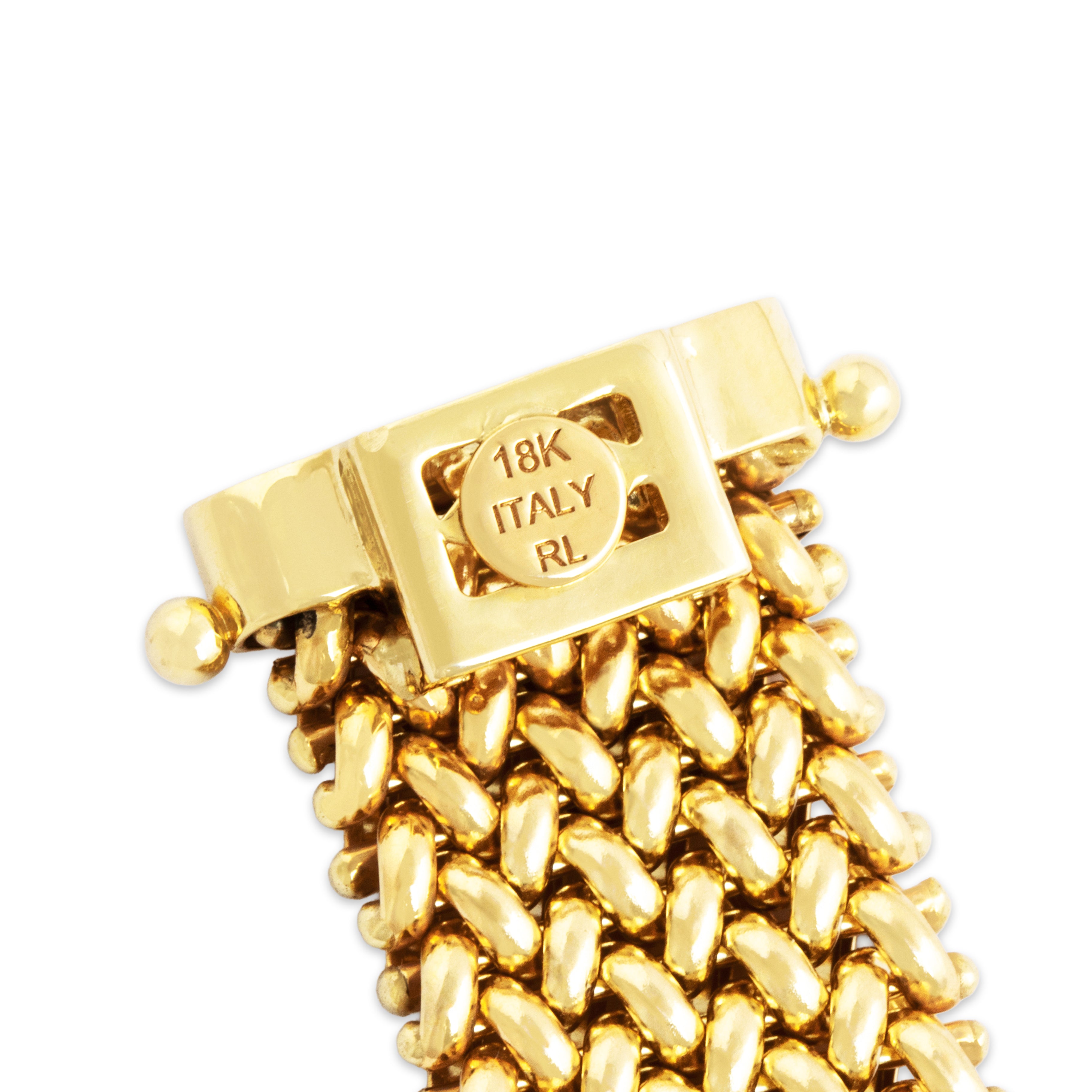 Vintage Heavy Italian 18k Yellow Gold Sinuous Woven Link Bracelet 7、mySite、hinf8tx79