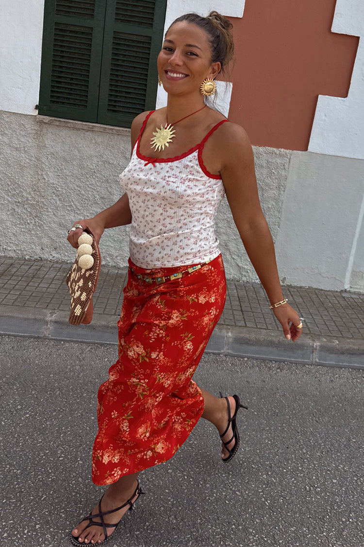 Floral Pointelle Red Lace Vest、mySite、solidvoid