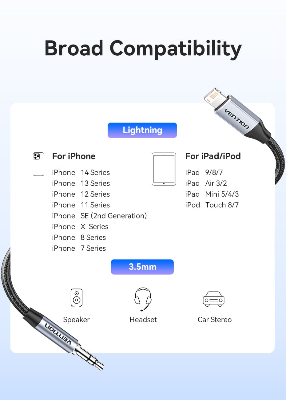 Cotton Braided Lightning Male to 3.5MM Male Cable