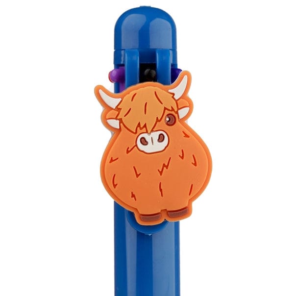 Highland Cow Multi Color Pen with Cow Charm (6 Colors)、mySite、g9winljtr