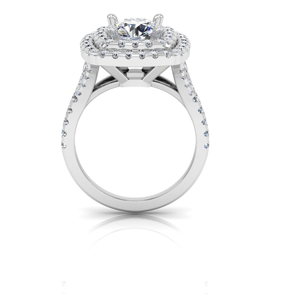 Round Brilliant Double Halo Moissanite Engagement Ring、mySite、hinf8tx79