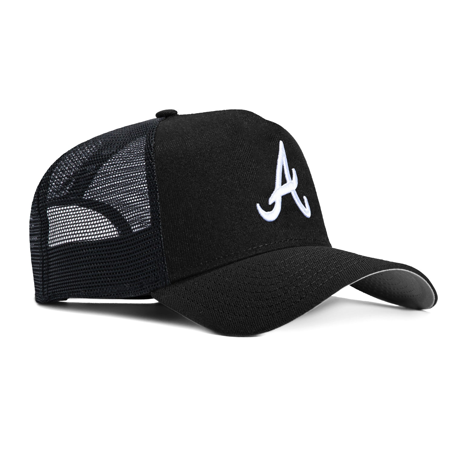 New Era 9Forty A-Frame Atlanta Braves Trucker Snapback Hat - Black, White、mySite、vikingsvslions