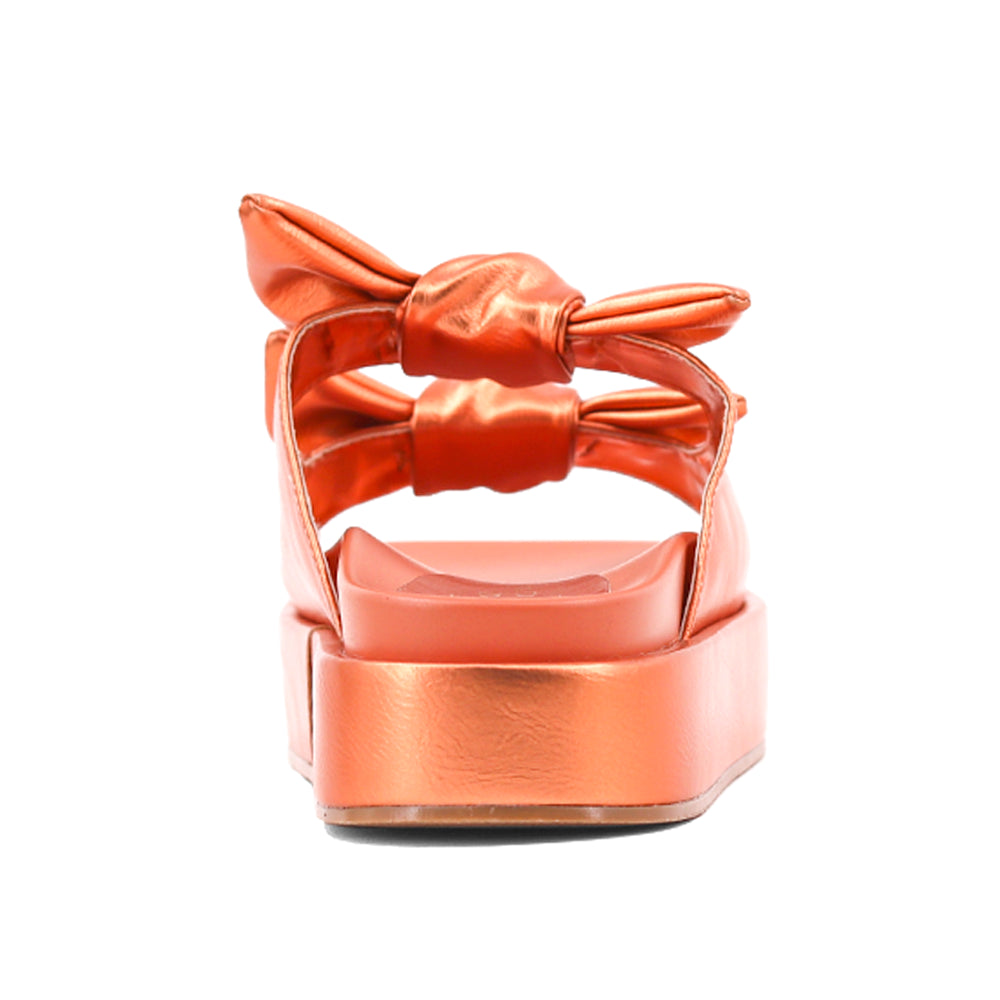 Kiki Metallic Flat Platform Slide Sandals、mySite、gtrtttuynbv