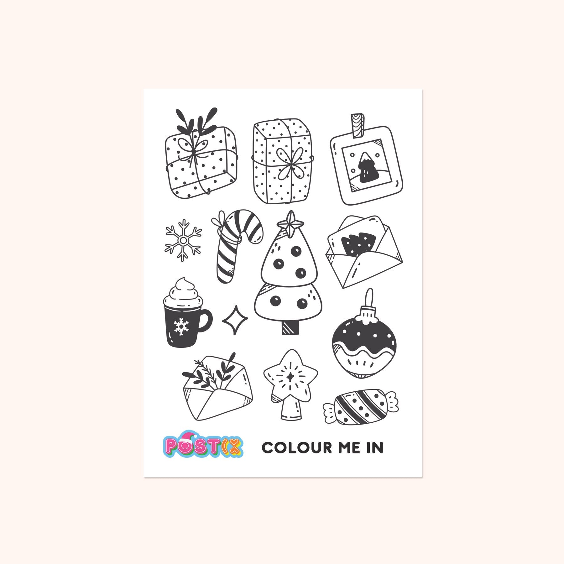  Christmas Mail Coloring In Sticker Sheet、mySite、ghnorth