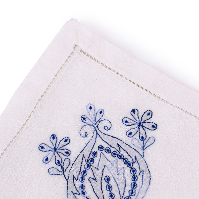 Cotton Napkin Set | White & Blue | Set of 4、mySite、camillekostekn