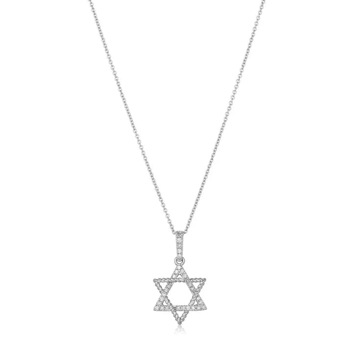 Star of David Necklace with More Diamonds - 14k White Gold、mySite、topwebapps