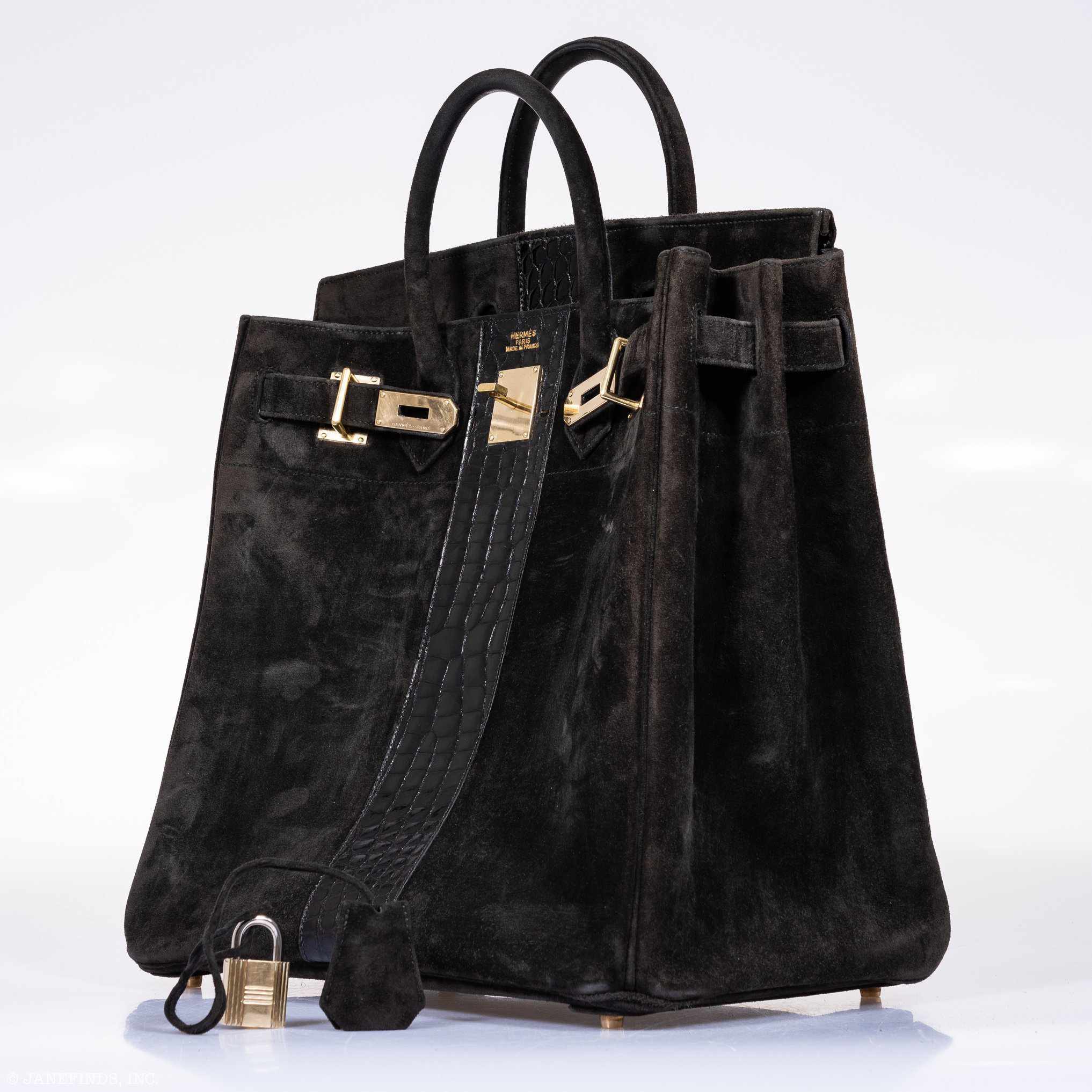 Hermès Birkin 40 HAC Black Doblis Suede and Crocodile Gold Hardware、mySite、garminoutage.com