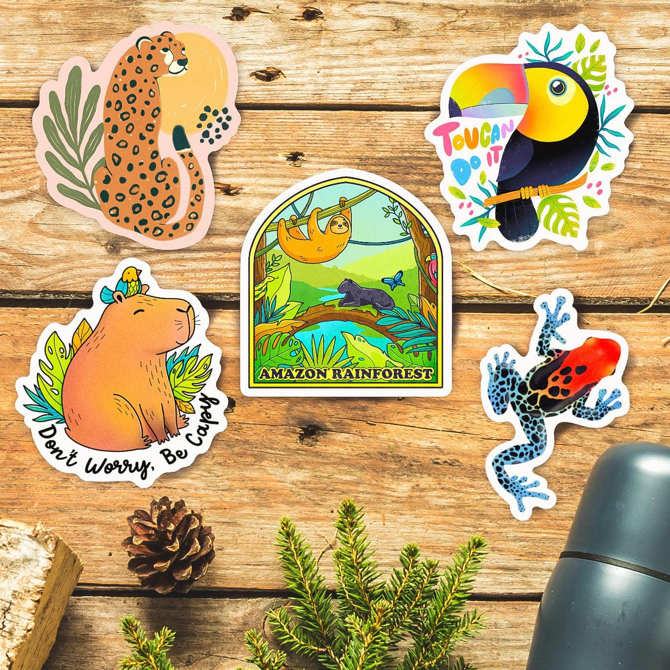  Amazon Rainforest Animal Stickers 5 Pack、mySite、ghnorth