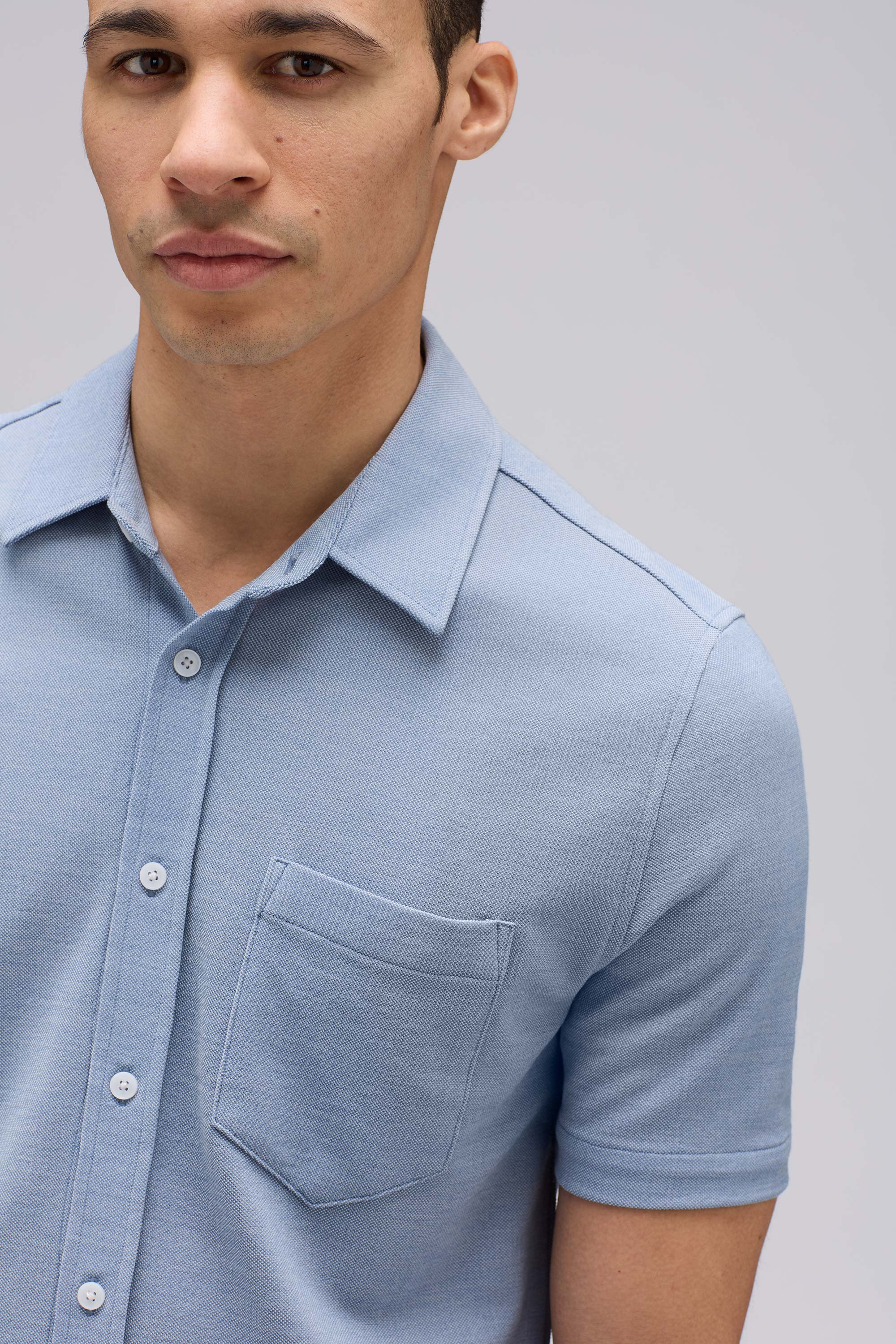 Men's Short Sleeve Merino Button-Up、mySite、noshort