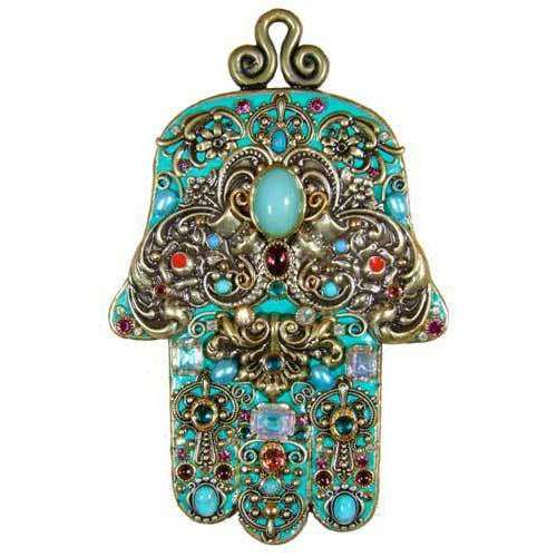 Michal Golan Turquoise Ornate Wall Hamsa、mySite、topwebapps