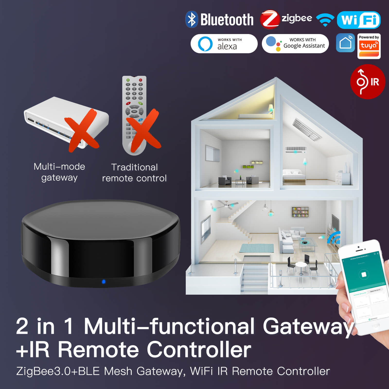 MOES WiFi 2 in 1 Wireless Multi-function Gateway With 38K IR Remote Controller、mySite、fannypackpong