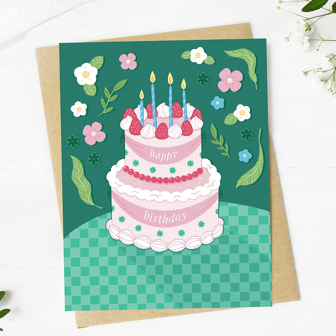  Happy Birthday Elegant Birthday Cake Party Card、mySite、elrpsem3k