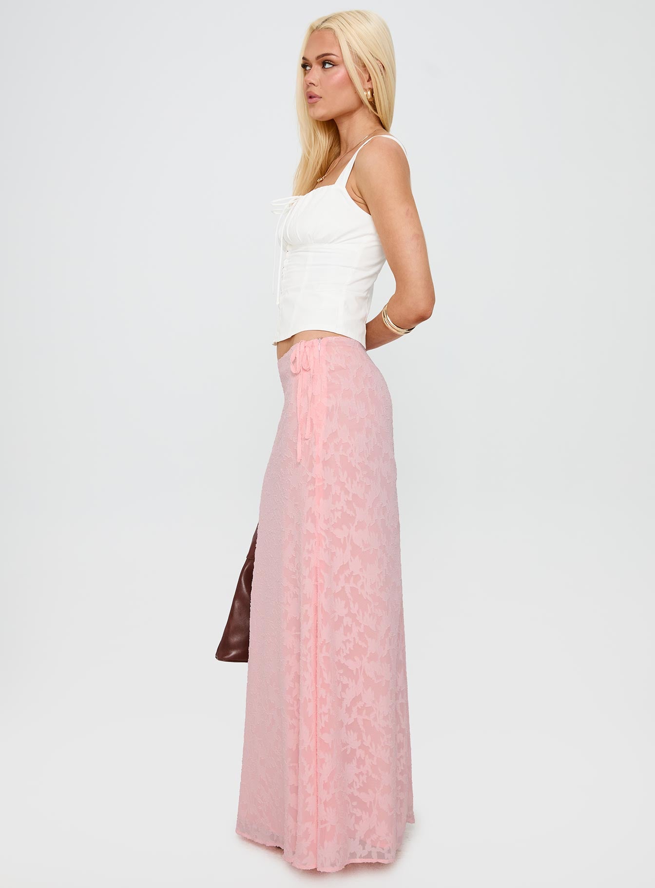 Youthful Spirit Lace Maxi Skirt Pink、mySite、solidvoid