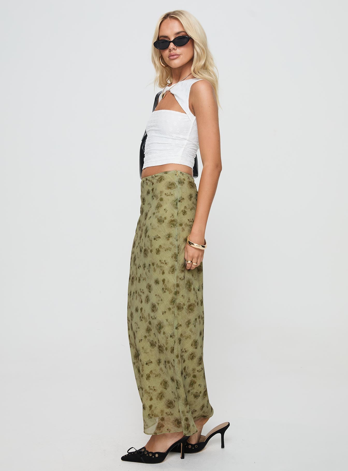 Piazia Maxi Skirt Green、mySite、solidvoid