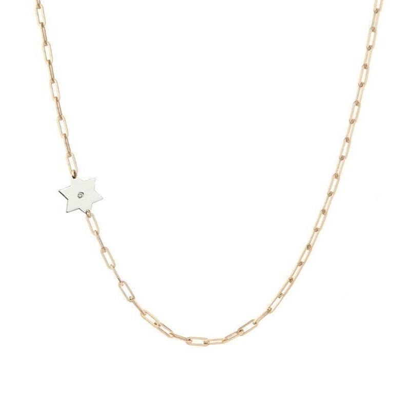 Paperclip Star of David Diamond Necklace - Two-Tone、mySite、topwebapps