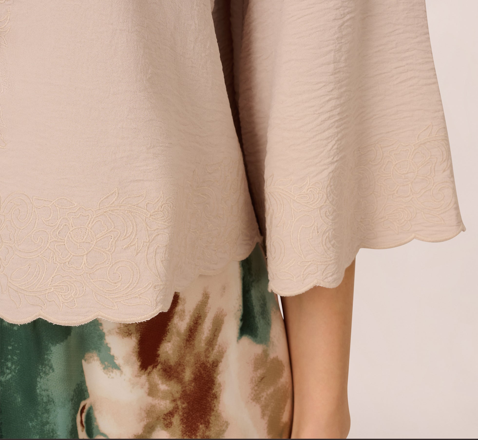 V Neck Bell Sleeve Tie Front Top In Pebble、mySite、solidvoid