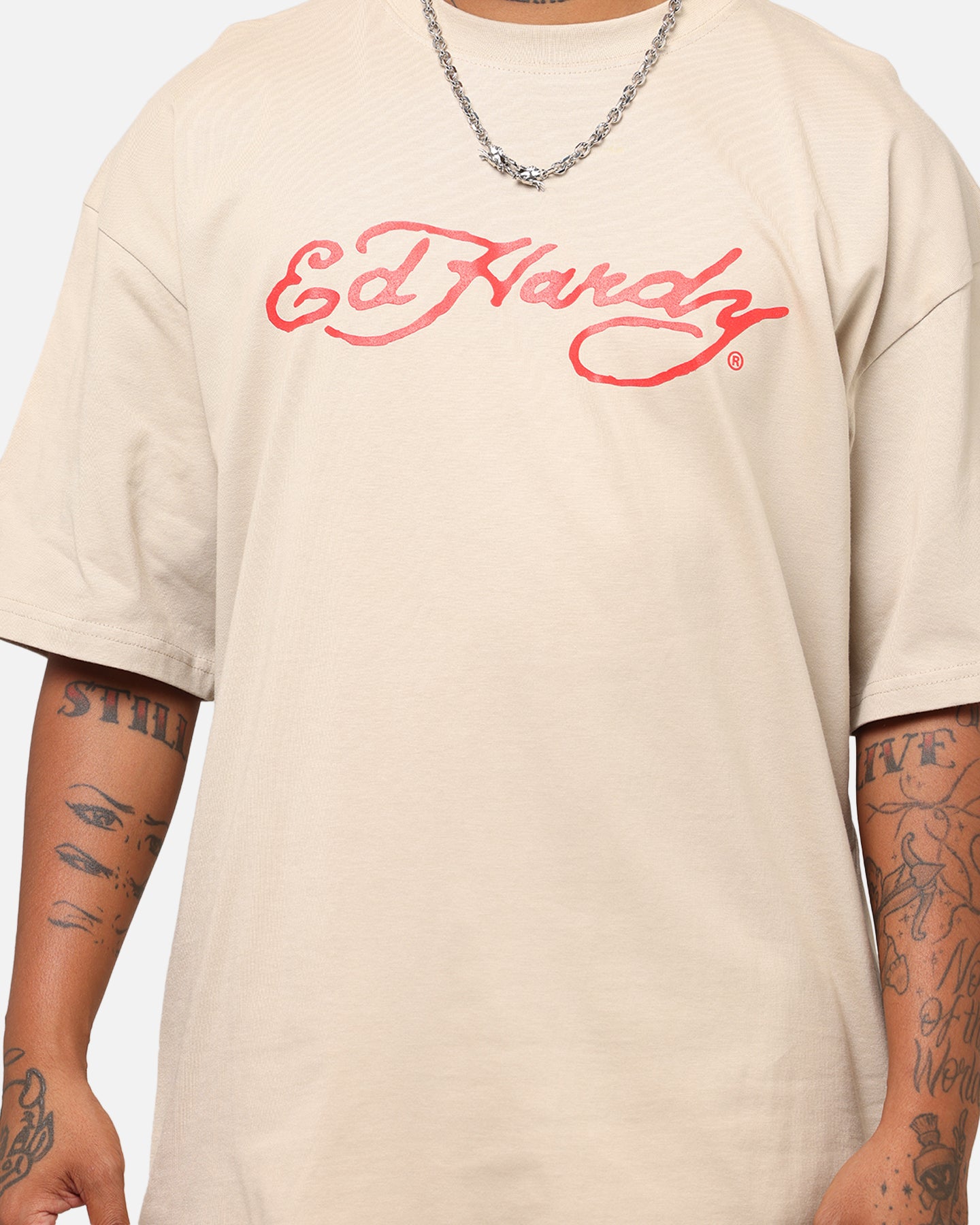 Ed Hardy Flourish Script T-Shirt Stone、mySite、zt4zffjzw
